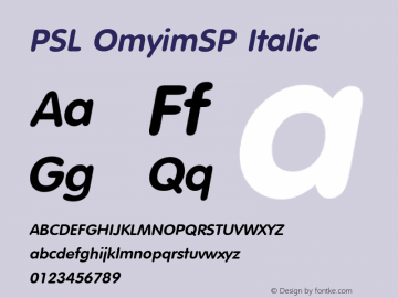PSL OmyimSP Italic PSL Series 3, Version 1.0, release November 2000.图片样张