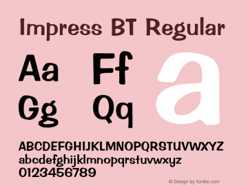 Impress BT Regular mfgpctt-v4.4 Dec 14 1998 Font Sample