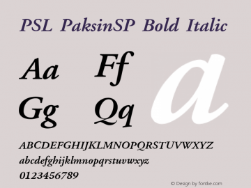 PSL PaksinSP Bold Italic Series 1, Version 3.1, for Win 95/98/ME/2000/NT, release November 2002.图片样张