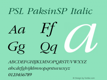 PSL PaksinSP Italic Series 1, Version 3.1, for Win 95/98/ME/2000/NT, release November 2002.图片样张