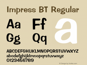 Impress BT Regular Version 2.001 mfgpctt 4.4 Font Sample