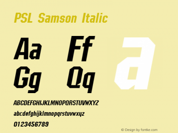 PSL Samson Italic Version 2.5, for Win 95, 98, NT; release October 1999图片样张