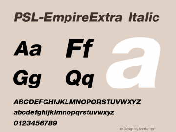 PSL-EmpireExtra Italic 1.0 Mon Mar 24 22:00:01 1997图片样张