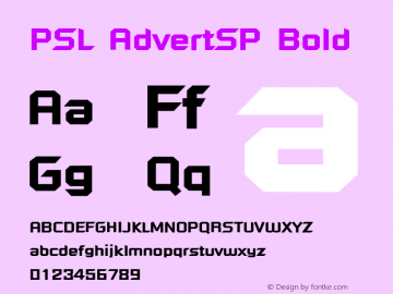 PSL AdvertSP Bold Series 1, Version 3.1, for Win 95/98/ME/2000/NT, release November 2002. Font Sample