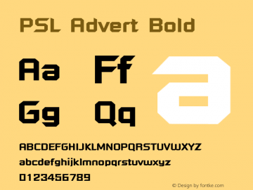PSL Advert Bold Version 2.5, for Win 95, 98, NT; release October 1999 Font Sample