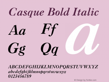 Casque Bold Italic The IMSI MasterFonts Collection, tm 1995, 1996 IMSI (International Microcomputer Software Inc.) Font Sample