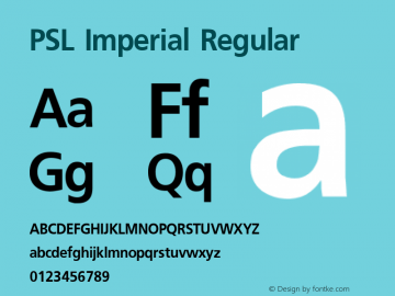 PSL Imperial Regular Version 2.5, for Win 95, 98, NT; release October 1999 Font Sample