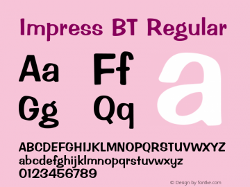 Impress BT Regular Version 1.01 emb4-OT Font Sample