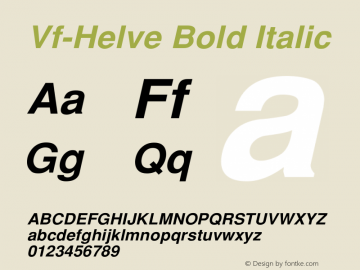 Vf-Helve Bold Italic 1.0  30/04/2004 Font Sample