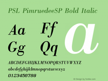 PSL PimruedeeSP Bold Italic PSL Series 3, Version 1.0, release November 2000. Font Sample