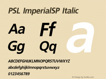 PSL ImperialSP Italic Series 2, Version 3.1, for Win 95/98/ME/2000/NT, release November 2002.图片样张