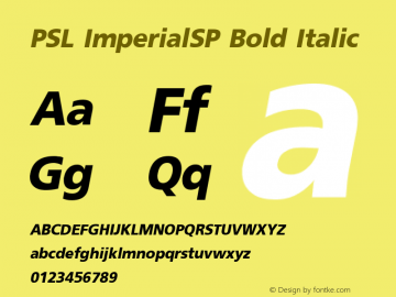 PSL ImperialSP Bold Italic Series 2, Version 3.0, for Win 95/98/ME/2000/NT, release December 2000.图片样张