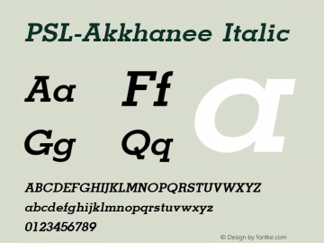 PSL-Akkhanee Italic 1.0 Mon Mar 24 21:42:16 1997 Font Sample