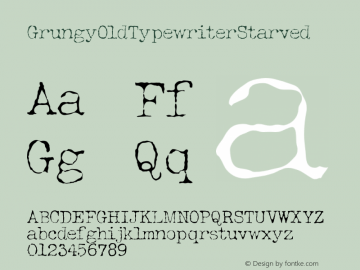 GrungyOldTypewriterStarved ☞ Version 1.000;com.myfonts.easy.ridpath-creative.grungy-old-typewriter.starved.wfkit2.version.4o5t Font Sample