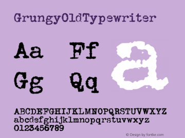 GrungyOldTypewriter ☞ Version 1.000;com.myfonts.easy.ridpath-creative.grungy-old-typewriter.regular.wfkit2.version.4o5u图片样张