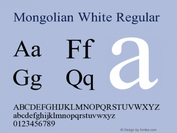 Mongolian White Regular Version 1.1.2015.418图片样张