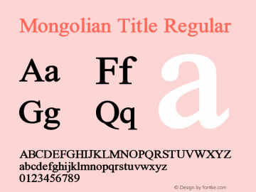 Mongolian Title Regular Version 1.00图片样张