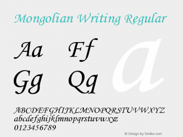 Mongolian Writing Regular 1.1 Font Sample