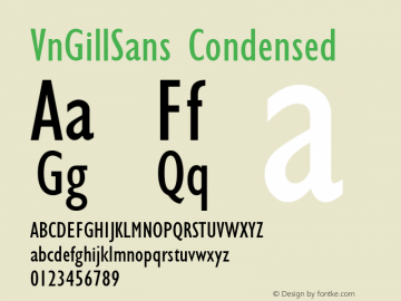 VnGillSans Condensed LH COMPUTER 3/4/97 Font Sample