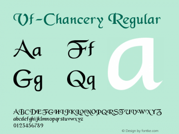 Vf-Chancery Regular 1.0  30/04/2004 Font Sample
