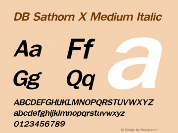 DB Sathorn X Medium Italic Version 3.100 2007 Font Sample