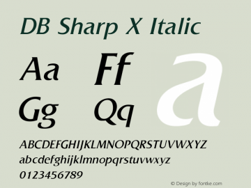 DB Sharp X Italic Version 3.100 2007 Font Sample