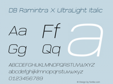 DB Ramintra X UltraLight Italic Version 3.100 2007 Font Sample