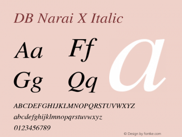 DB Narai X Italic Version 3.100 2007 Font Sample
