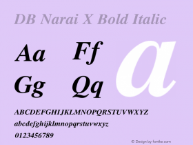 DB Narai X Bold Italic Version 3.100 2007 Font Sample