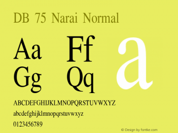 DB 75 Narai Normal Version 1.5; 2002 Font Sample