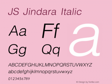 JS Jindara Italic Version 1.1; 2001 Font Sample