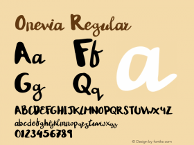 Onevia Regular Version 1.000;PS 001.000;hotconv 1.0.70;makeotf.lib2.5.58329 Font Sample