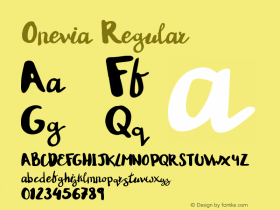 Onevia Regular Version 1.000;PS 001.000;hotconv 1.0.70;makeotf.lib2.5.58329 Font Sample