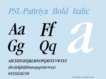 PSL-Pattriya Bold Italic Version 1.000 2006 initial release图片样张