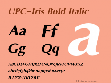 UPC-Iris Bold Italic Version 3.1 - June 2003 Font Sample