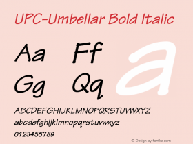 UPC-Umbellar Bold Italic 10.2 Font Sample