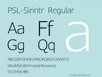 PSL-Sirintr Regular Version 1.000 2006 initial release Font Sample