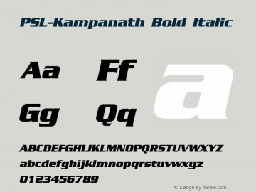 PSL-Kampanath Bold Italic Version 1.000 2006 initial release图片样张