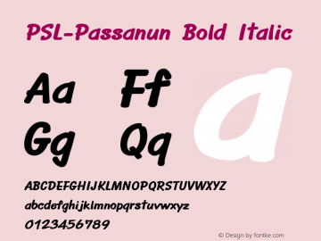 PSL-Passanun Bold Italic Version 1.000 2006 initial release图片样张