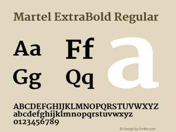Martel ExtraBold Regular Version 1.002 Font Sample