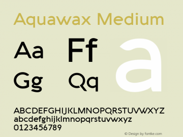 Aquawax Medium Version 1.008 Font Sample