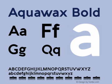 Aquawax Bold Version 1.008 Font Sample