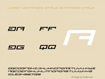 Legion Expanded Italic Expanded Italic Version 4.0; 2015 Font Sample