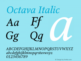 Octava Italic Version 1.000;PS 001.001;hotconv 1.0.38 Font Sample