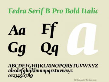 Fedra Serif B Pro Bold Italic Version 2.501;PS 002.005;hotconv 1.0.38 Font Sample