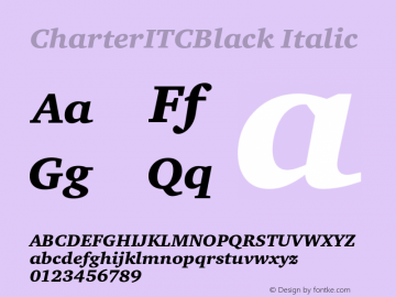 CharterITCBlack Italic Version 1.000 2005 Font Sample