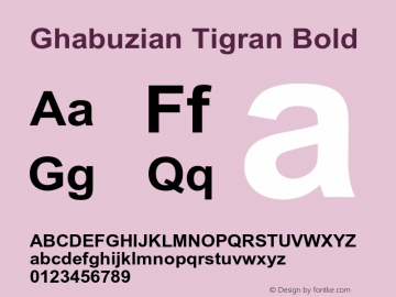 Ghabuzian Tigran Bold OTF 2.900;PS 001.001;Core 1.0.29 Font Sample
