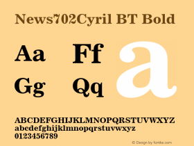 News702Cyril BT Bold Version 2.00 Bitstream Cyrillic Set Font Sample