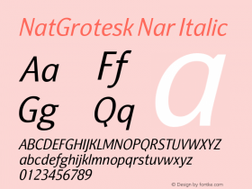 NatGrotesk Nar Italic Version 2.000 Font Sample