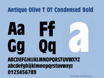 Antique Olive T OT Condensed Bold OTF 1.001;PS 1.05;Core 1.0.27;makeotf.lib(1.11) Font Sample